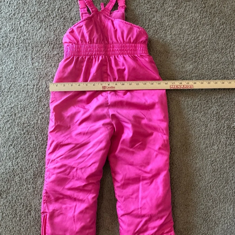 Faded Glory Pink Snow Bibs Girls Size‎ 5T Insulated Adjustable Straps Zipper